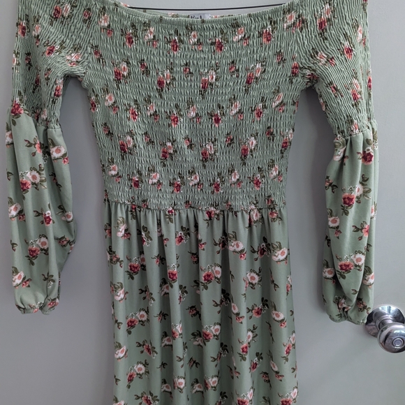 J for Justify Sage Green Smocked Dress Fairy CottageCore Whimsy - Picture 1 of 5